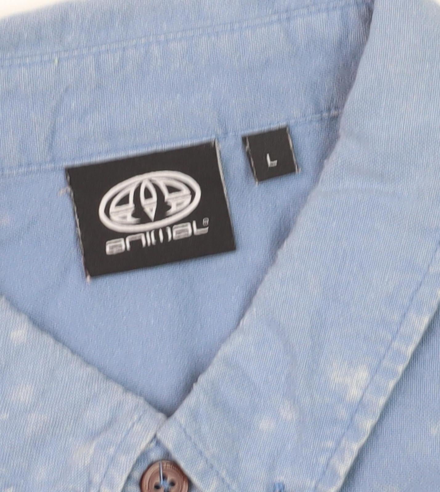 Animal Men's Blue Short Sleeve Casual Shirt - Size L
