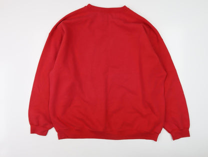 Unisex Adults UK Size L Disney Red Pullover Sweatshirt