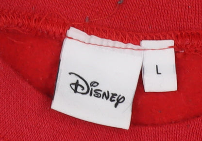 Unisex Adults UK Size L Disney Red Pullover Sweatshirt
