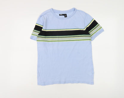 BDG Boys Blue Striped T-Shirt S Casual Basic Top