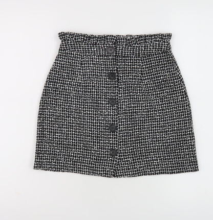Topshop Women's Black Check Pencil Skirt UK 6