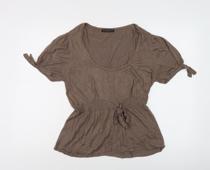 Mandolin Women Brown Short Sleeve Knitted Tunic Size 16