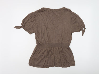 Mandolin Women Brown Short Sleeve Knitted Tunic Size 16
