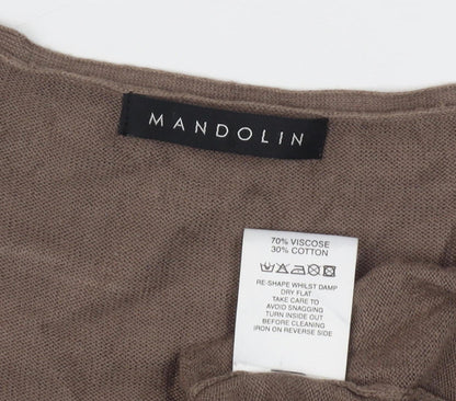 Mandolin Women Brown Short Sleeve Knitted Tunic Size 16