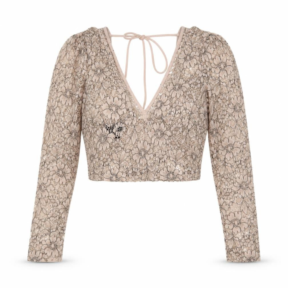 Womens UK Size 6 Topshop Beige Cropped Blouse
