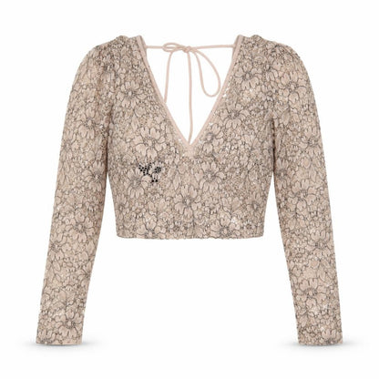 Womens UK Size 6 Topshop Beige Cropped Blouse