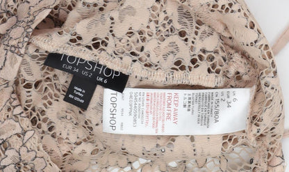 Womens UK Size 6 Topshop Beige Cropped Blouse