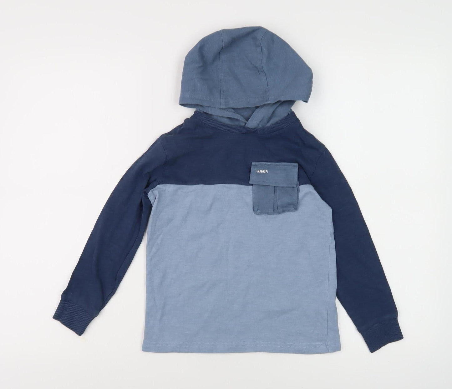 Next Boys Blue Colourblock Pullover Hoodie - Size 9 Years