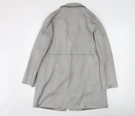 New Look Women's Grey Mid-Length Coat Size 6