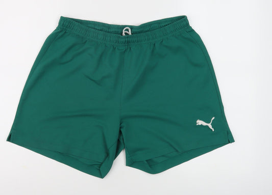 Puma Men's Green Shorts, Size L, Elastic Waist