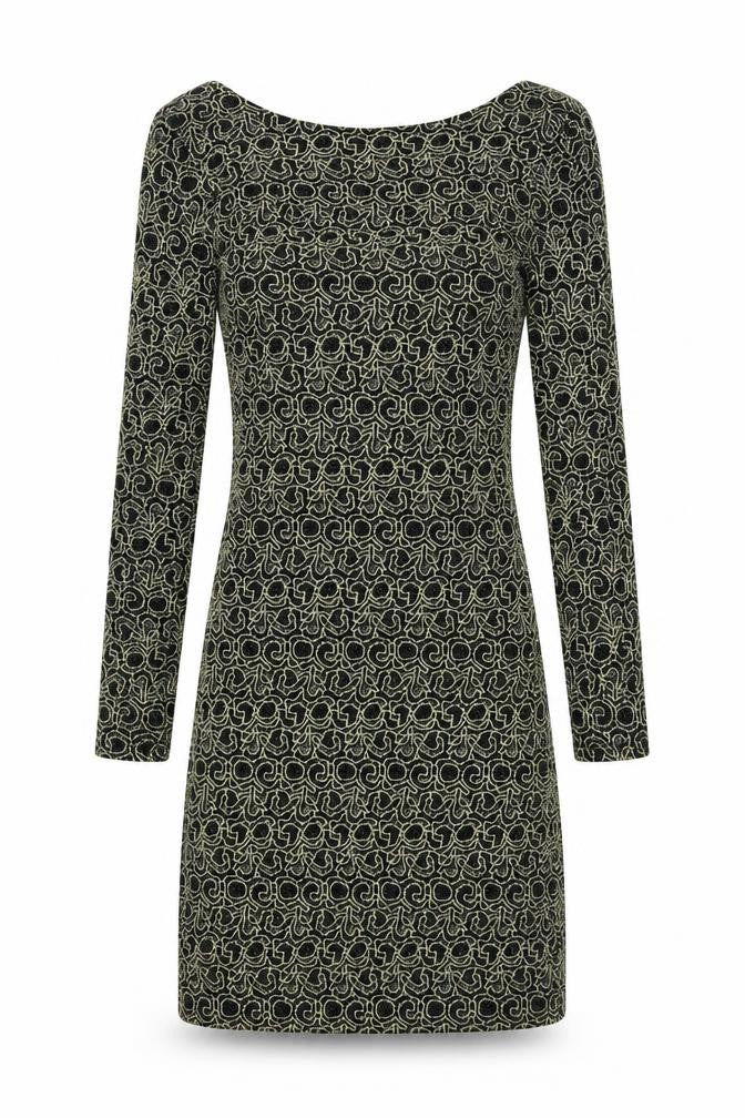 Front view of Miss Selfridge Women's Black Bodycon Dress, UK 8, Long Sleeve, Lace