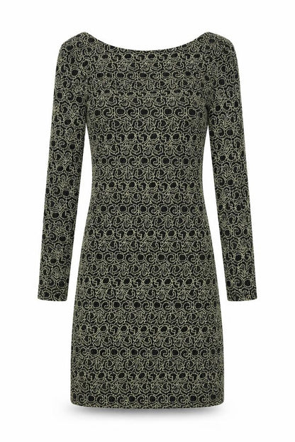 Front view of Miss Selfridge Women's Black Bodycon Dress, UK 8, Long Sleeve, Lace