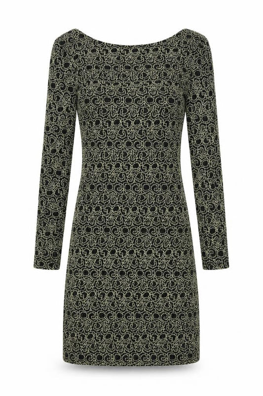 Front view of Miss Selfridge Women's Black Bodycon Dress, UK 8, Long Sleeve, Lace