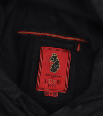 Mens UK Size M Luke Black Pullover Hoodie