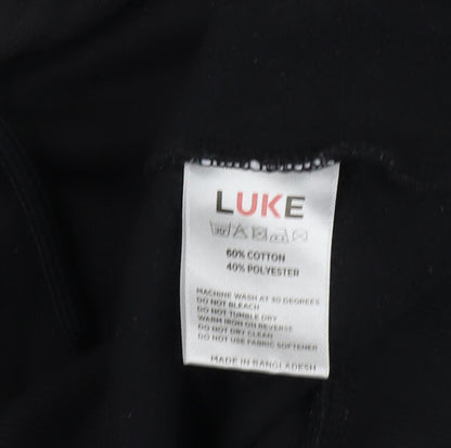 Mens UK Size M Luke Black Pullover Hoodie