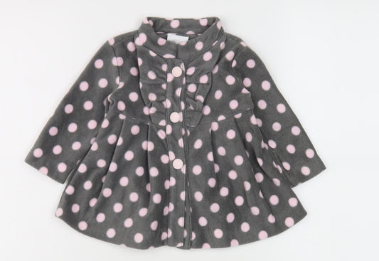Savannah Girls Grey Polka Dot Fleece Jacket 6-9 Months