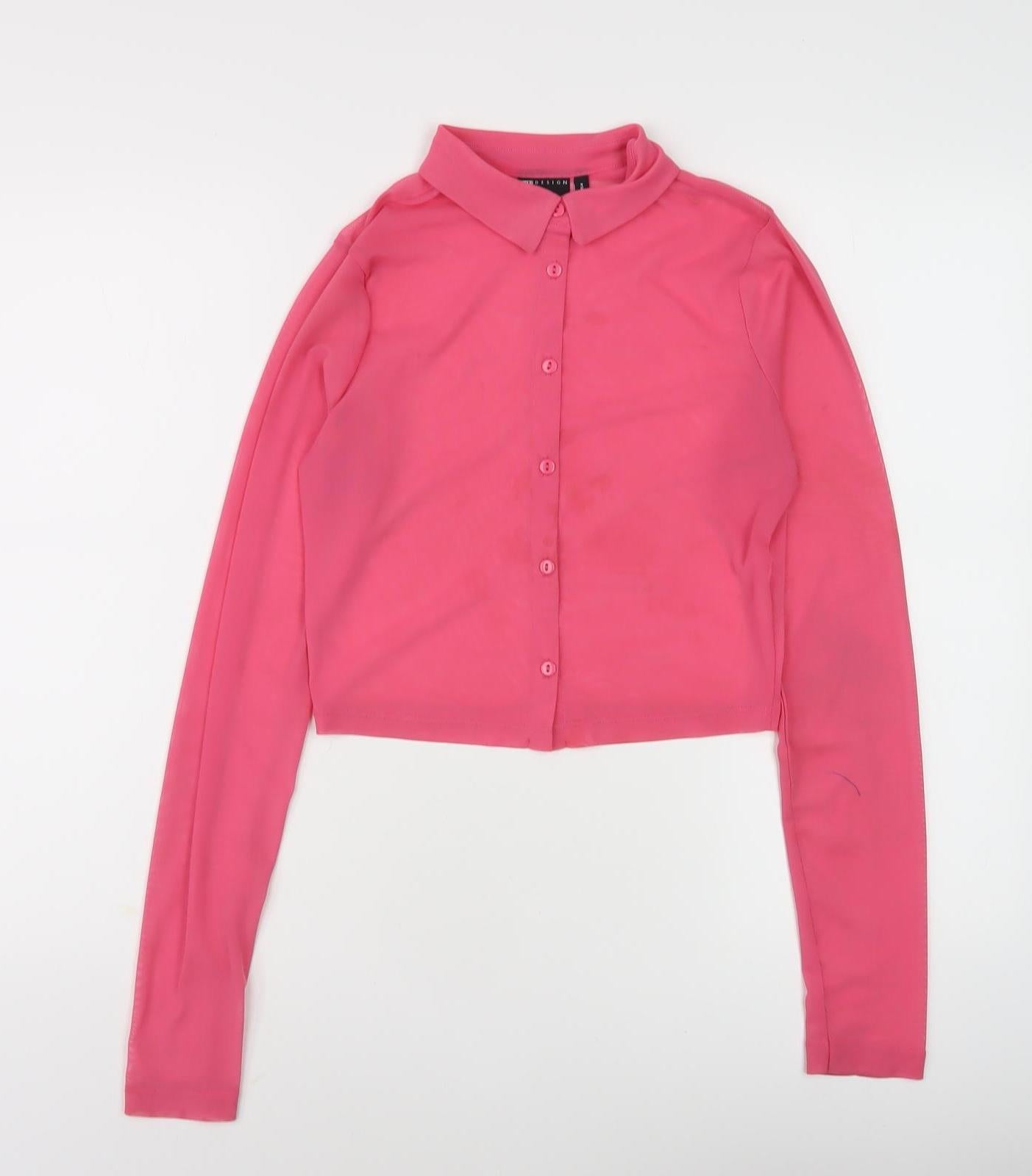 Womens UK Size 8 ASOS DESIGN Pink Cropped Button-Up
