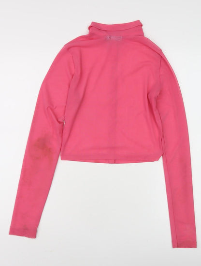 Womens UK Size 8 ASOS DESIGN Pink Cropped Button-Up