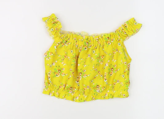 Womens UK Size 8 Topshop Yellow Cropped Blouse