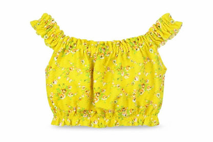Womens UK Size 8 Topshop Yellow Cropped Blouse