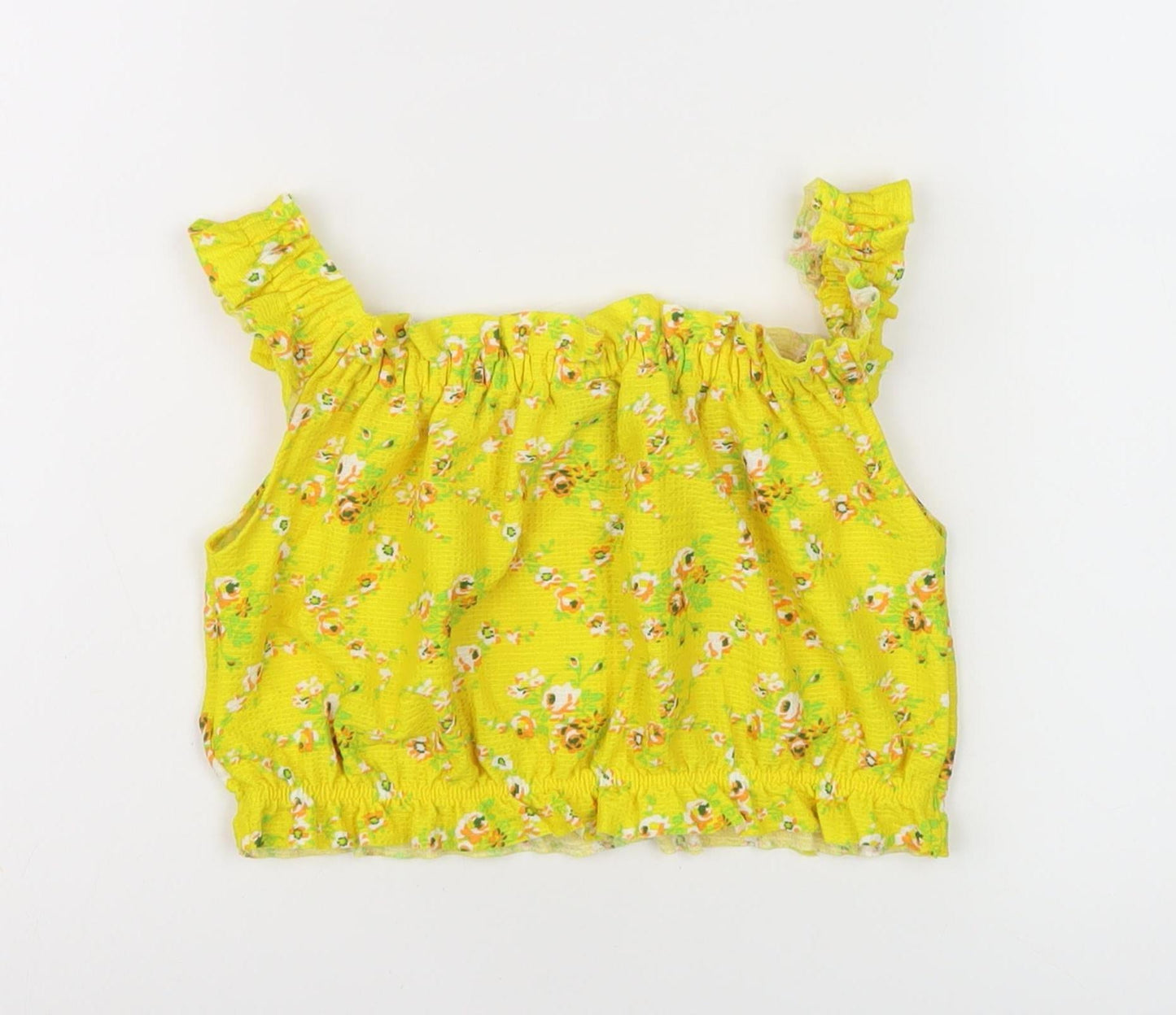 Womens UK Size 8 Topshop Yellow Cropped Blouse