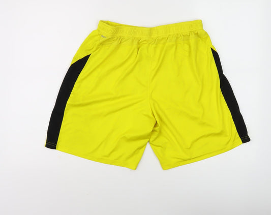 Puma Men's Yellow Athletic Shorts, Size L