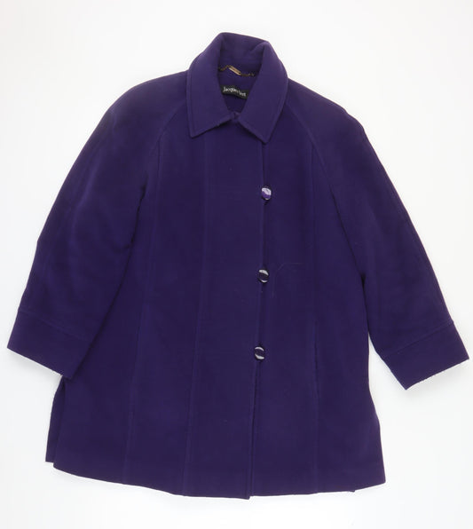 Jacques Vert Women's Purple Wool Overcoat Size 14