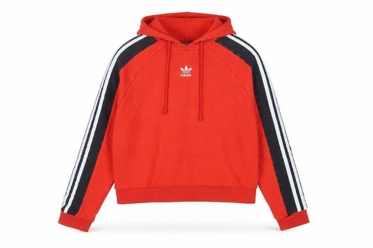 Front view of Adidas Women Red Hoodie, size 8, Pullover Style