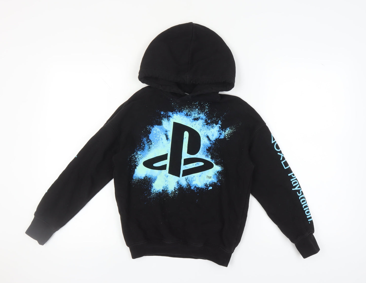 H&M Boys Black Hoodie PlayStation Print 9-10 Years