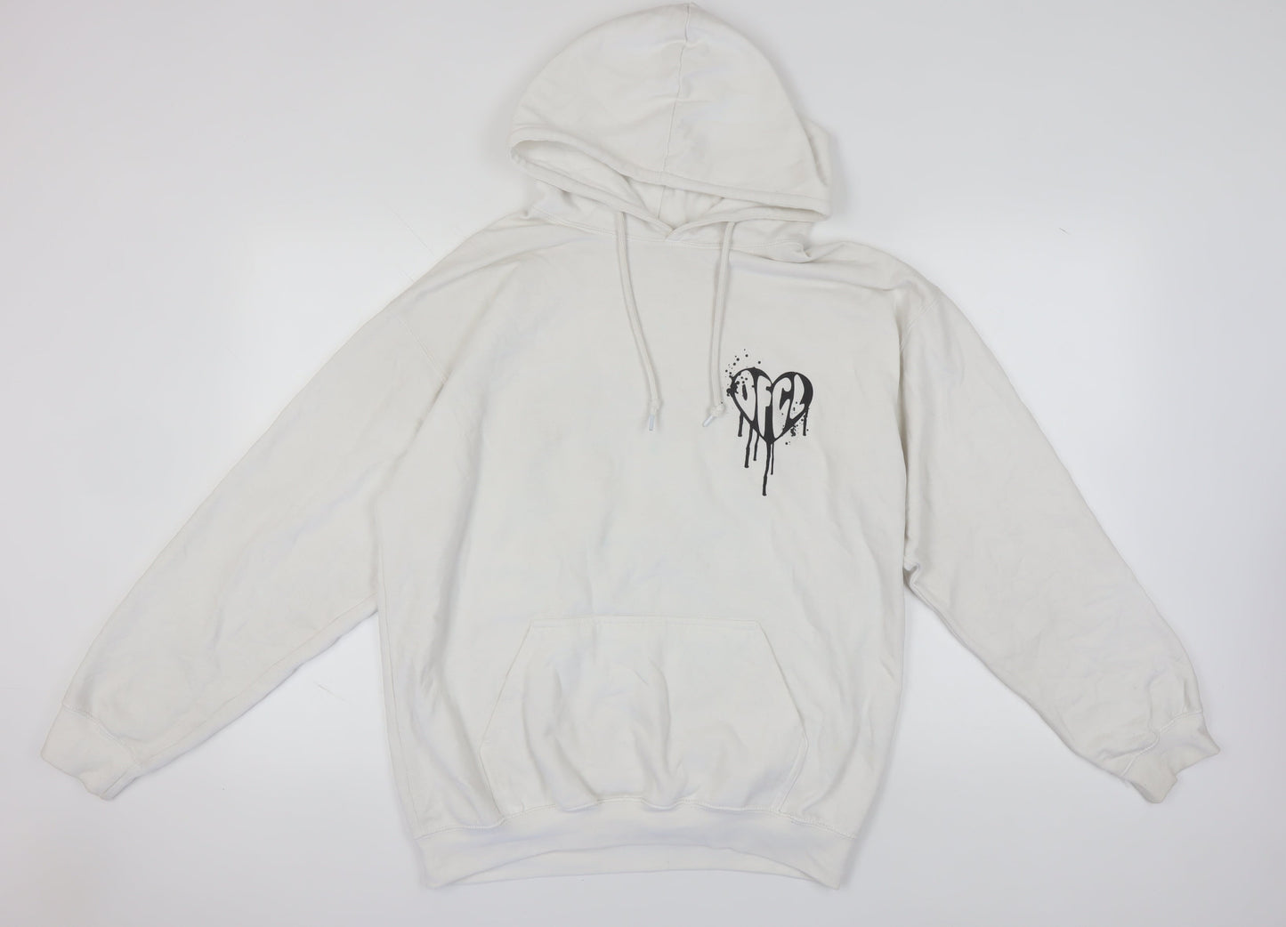 Boohoo White Hoodie for Women, Medium, Logo, Casual