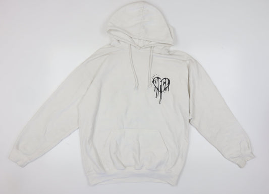 Boohoo White Hoodie for Women, Medium, Logo, Casual