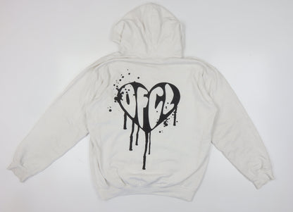 Boohoo White Hoodie for Women, Medium, Logo, Casual