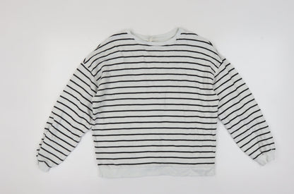 River Island Women's White Striped Pullover Sweatshirt XS