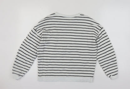 River Island Women's White Striped Pullover Sweatshirt XS
