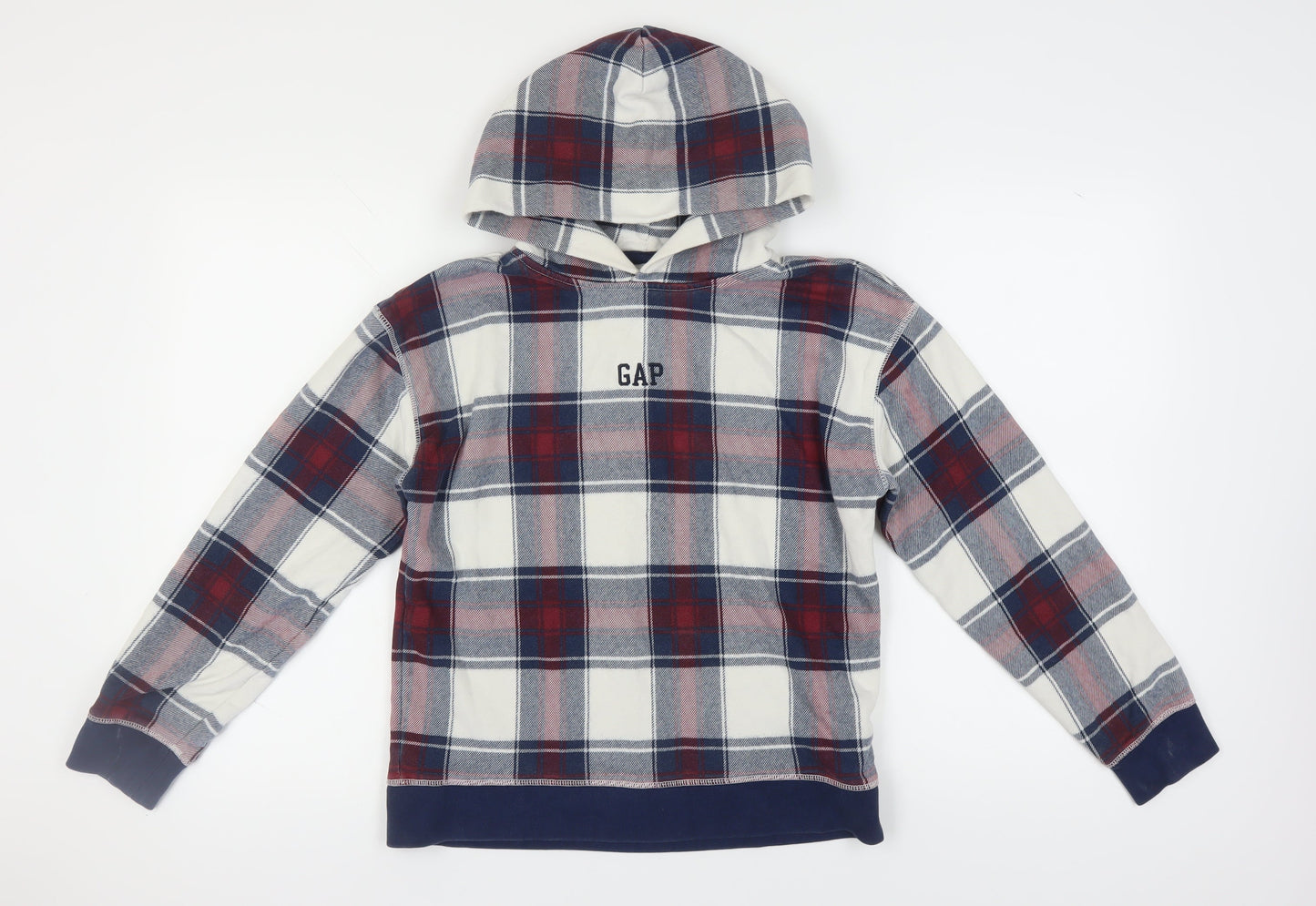 GAP Unisex Kids Multicoloured Plaid Pullover XXL Hoodie