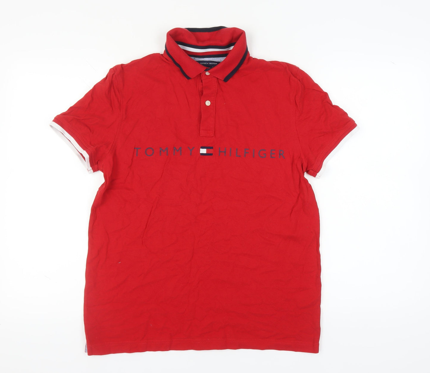 Tommy Hilfiger Men's Red Polo Shirt, Medium, Classic Fit