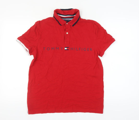 Tommy Hilfiger Men's Red Polo Shirt, Medium, Classic Fit