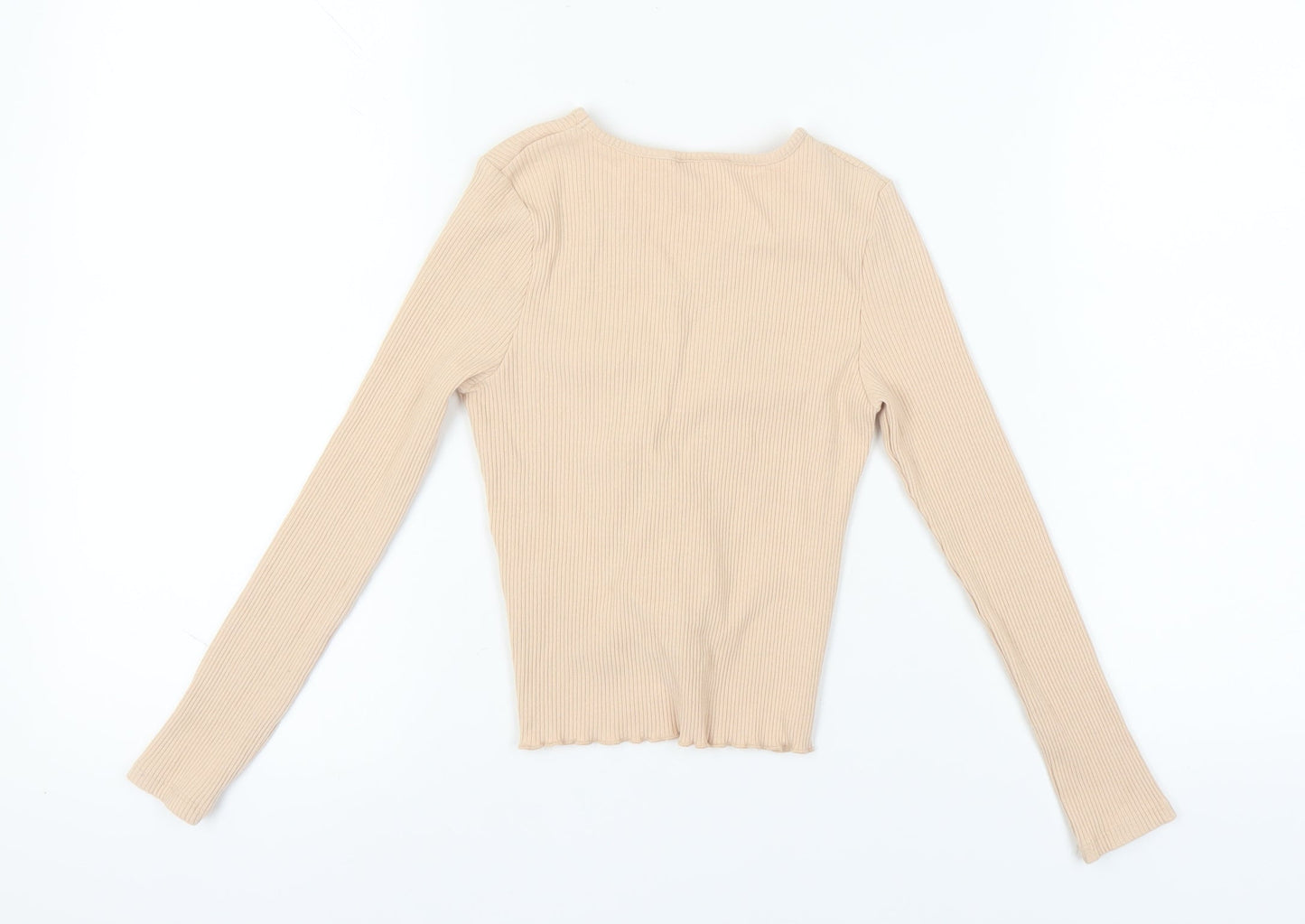 Lipsy Girls Beige V-Neck Long Sleeve Top Size 9-10 Years