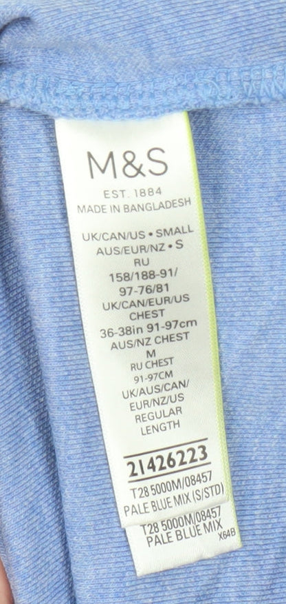 Marks and Spencer Men's Blue Cotton Polo Shirt S