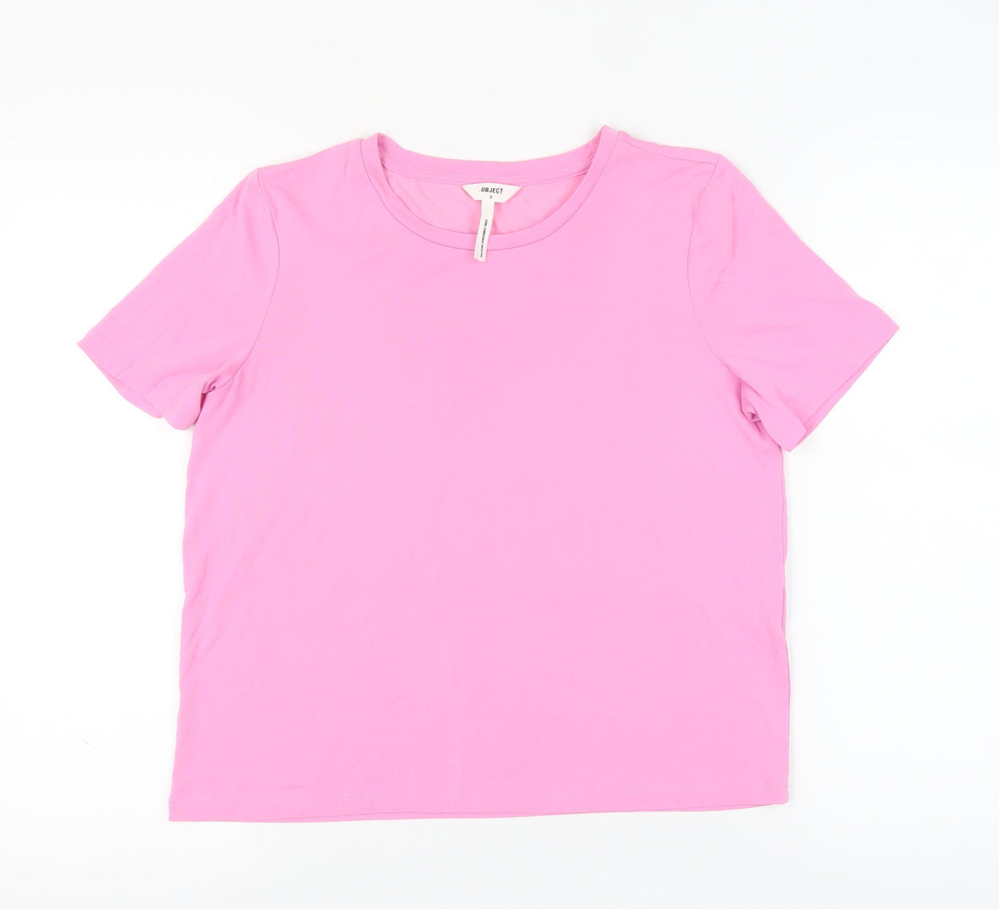 Womens UK Size S Object Pink Basic T-Shirt