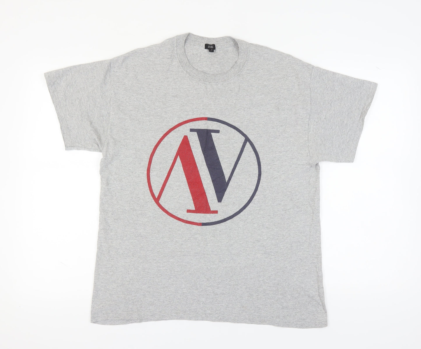 River Island Men's Grey Graphic Print T-Shirt L