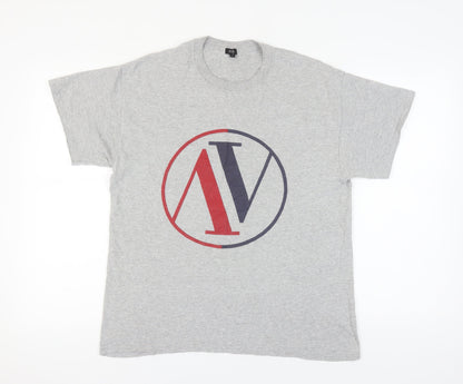 River Island Men's Grey Graphic Print T-Shirt L