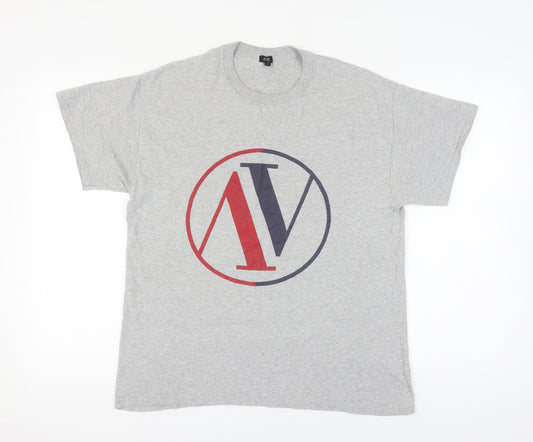 River Island Men's Grey Graphic Print T-Shirt L