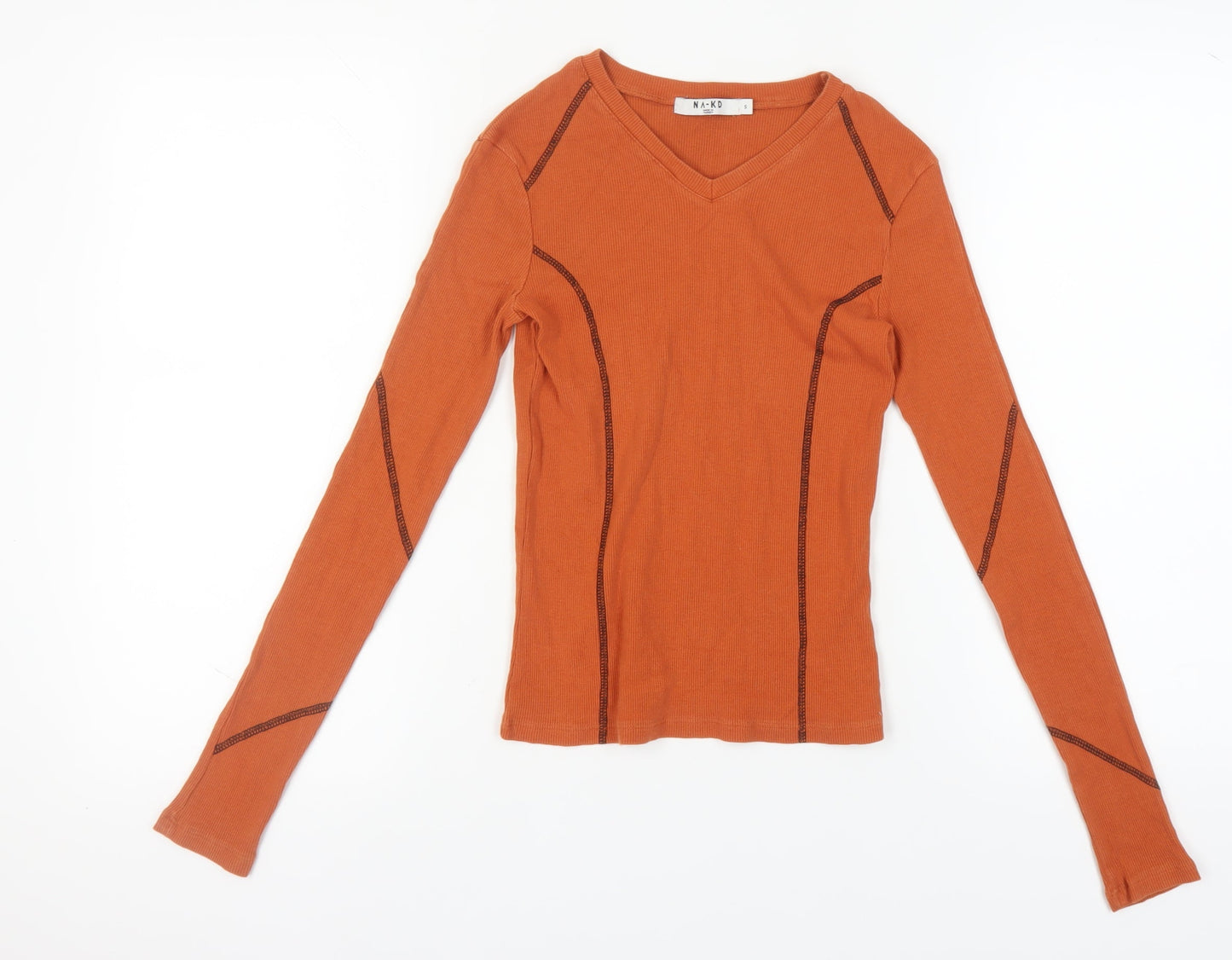 Womens UK Size S NA-KD Orange Basic T-Shirt