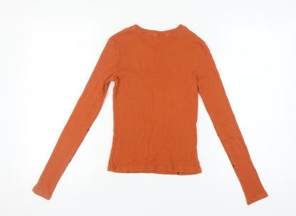 Womens UK Size S NA-KD Orange Basic T-Shirt
