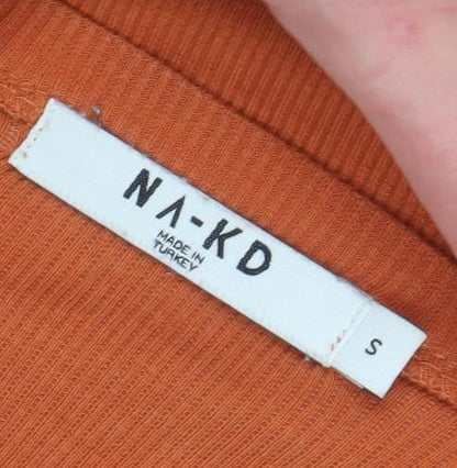 Womens UK Size S NA-KD Orange Basic T-Shirt