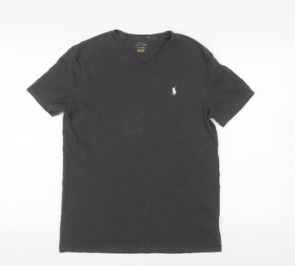 Ralph Lauren Men's Black Cotton V-Neck T-Shirt - Size S