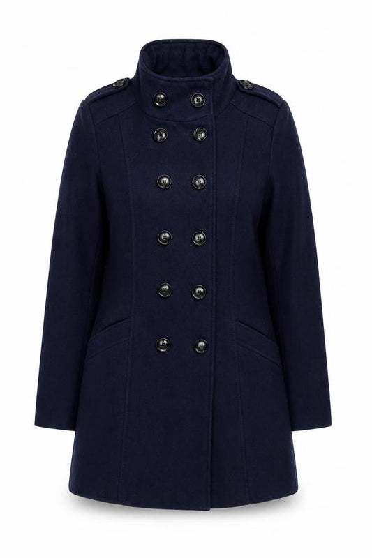 Front view of Camaieu Women's Blue Wool Pea Coat, size 8