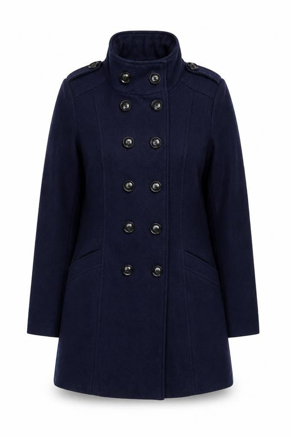 Front view of Camaieu Women's Blue Wool Pea Coat, size 8