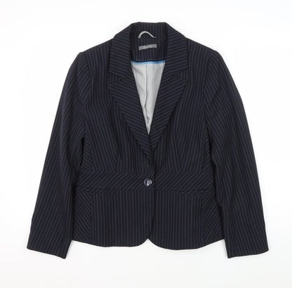 South Women's Black Pinstripe Blazer UK 14 Business